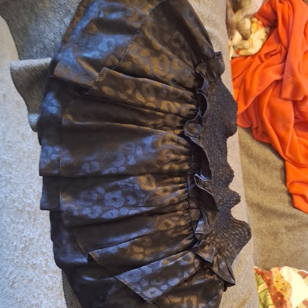Black Ruffled Smocked Mini Skirt